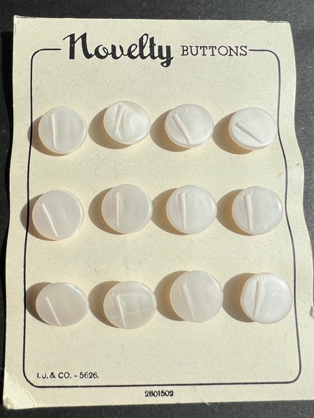 12 Creamy White 1940s Glass Buttons - 8mm, 1cm, 1.3cm & 2.2cm