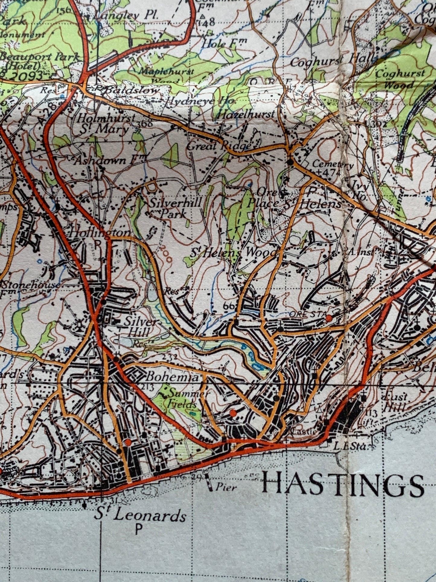 1940s ORDNANCE SURVEY Map of Hastings