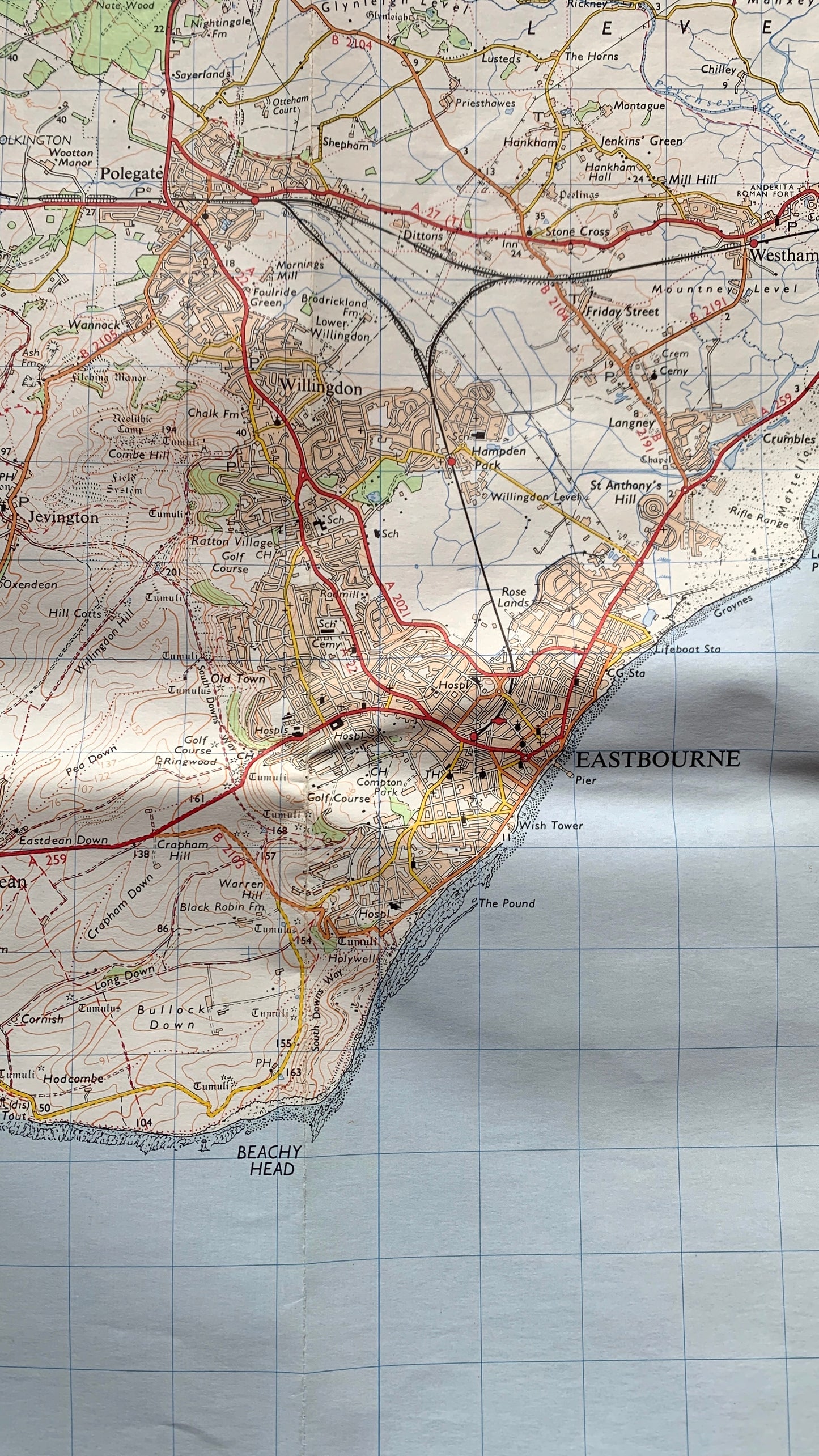 1980 ORDNANCE SURVEY Map of  Eastbourne and Hastings