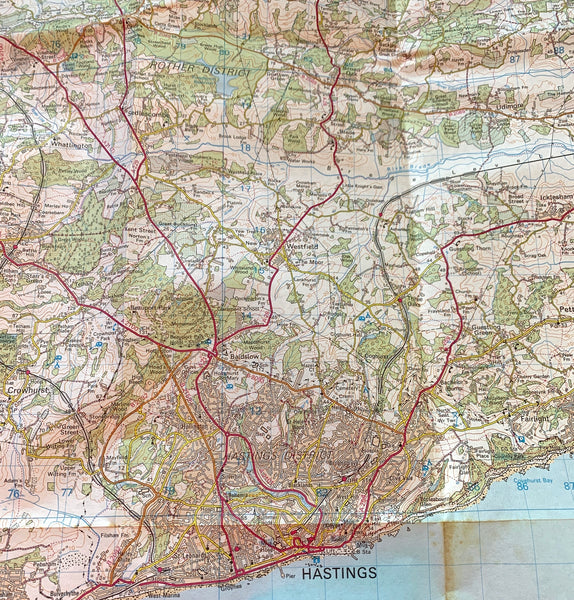 1983 or 1987 ORDNANCE SURVEY Map of Eastbourne and Hastings