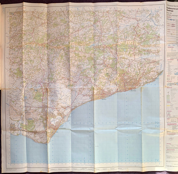 1983 or 1987 ORDNANCE SURVEY Map of Eastbourne and Hastings