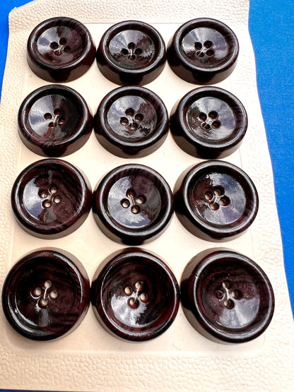 12 Mahogany Plum 2.6cm or 3.2cm Vintage Buttons