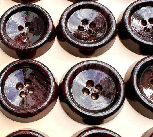 12 Mahogany Plum 2.6cm or 3.2cm Vintage Buttons
