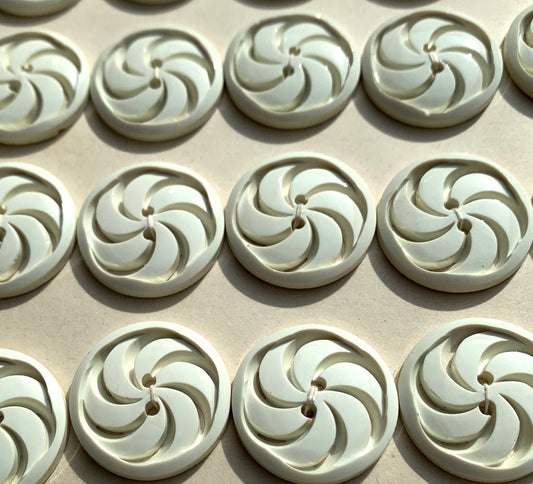 Swirling Soft White 2cm or 1.5cm Vintage Buttons - 36 or 6