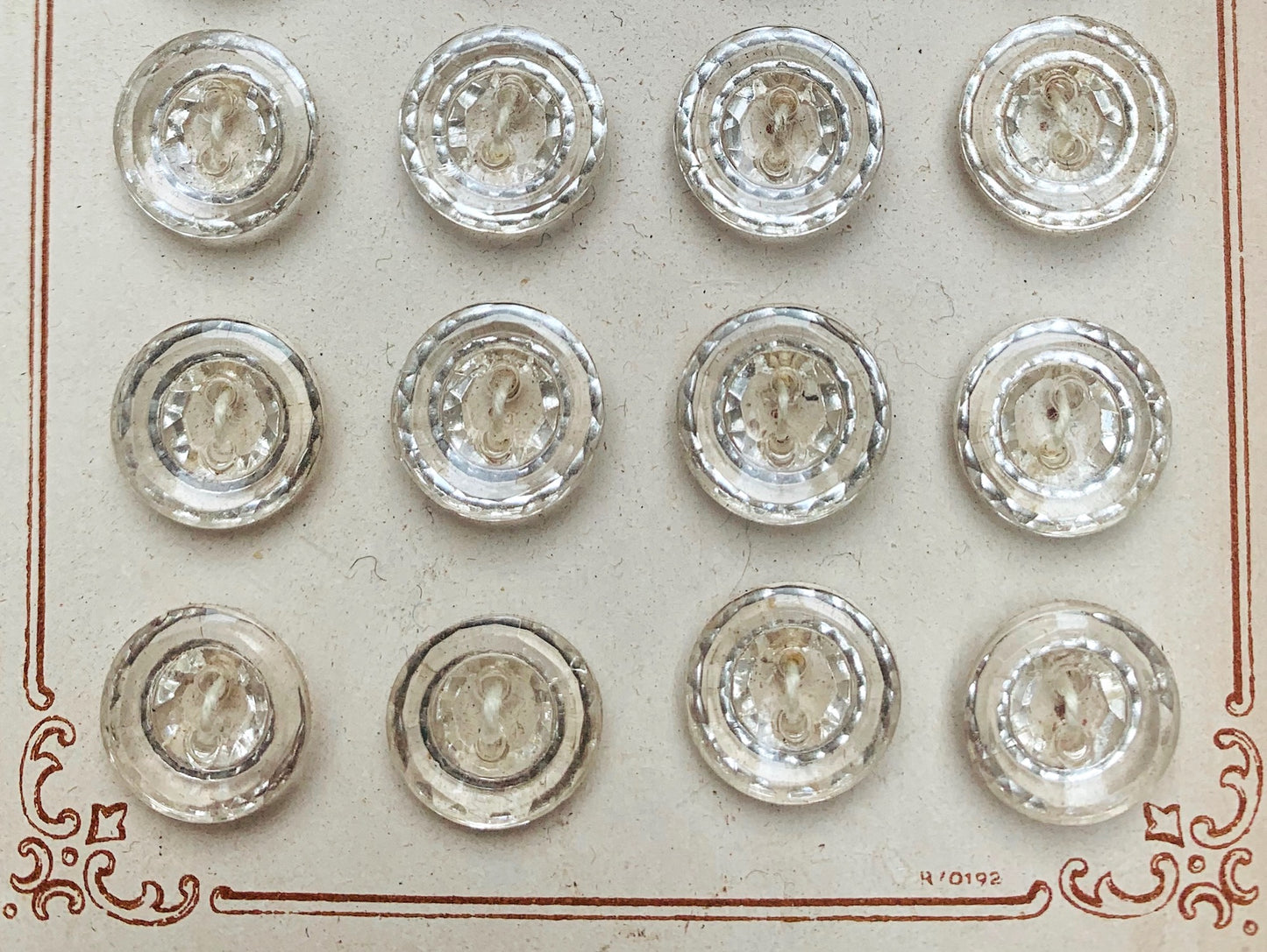 Lovely Sparkly 1930s Clear Glass and Silver Buttons 1cm or 1.3cm
