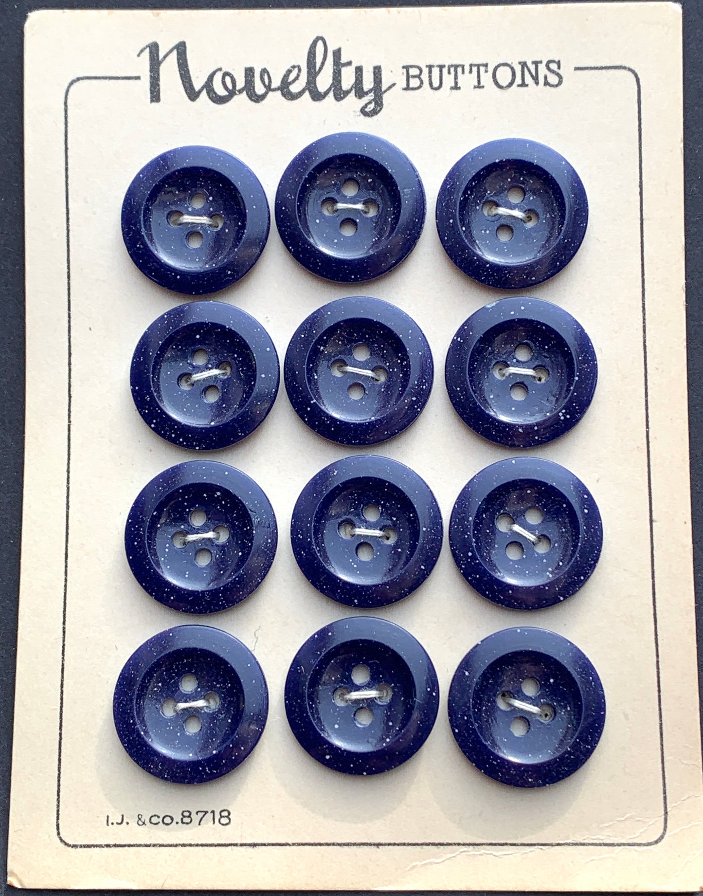 12 or 24 Speckled Deep Blue 1940s  Buttons - 1.7cm, 1.3cm or 1cm