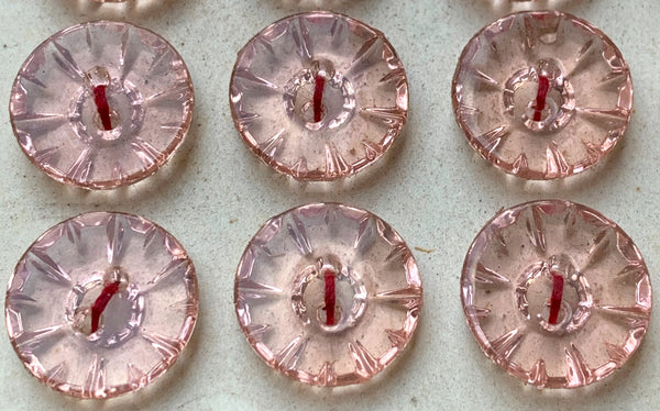 6 Shimmering Boudoir Pink Vintage Glass 1.3cm Buttons