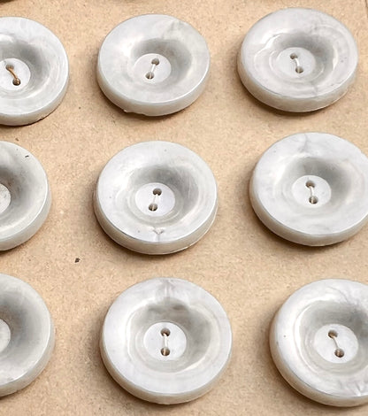 24 Shimmery White Vintage 2cm Buttons