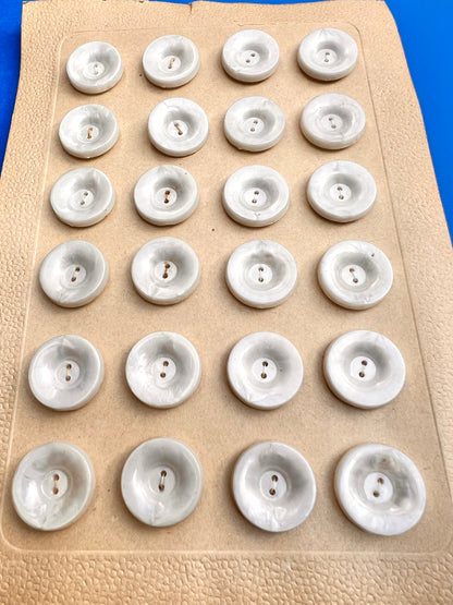 24 Shimmery White Vintage 2cm Buttons