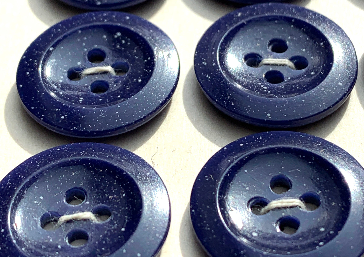 12 or 24 Speckled Deep Blue 1940s  Buttons - 1.7cm, 1.3cm or 1cm