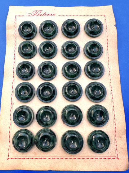 36 Vintage Marbled Forest Green 1.8cm Italian Buttons