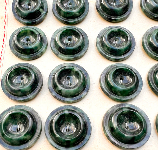 24 Vintage Marbled Forest Green 2.2cm Italian Buttons