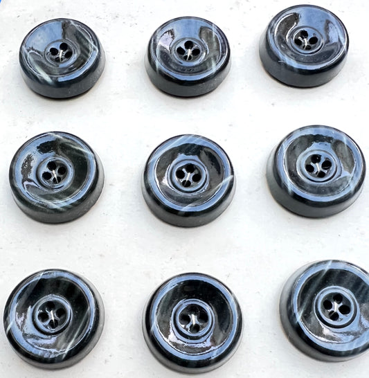 12 Honest Chunky Marbled 2.7cm Vintage Black/Grey Buttons