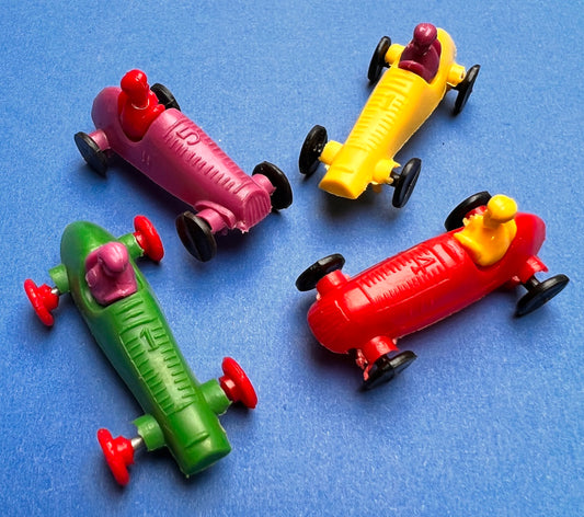 4 Vintage 1960s Racing Cars 4cm- Old Shop Stock -Made in Hong Kong