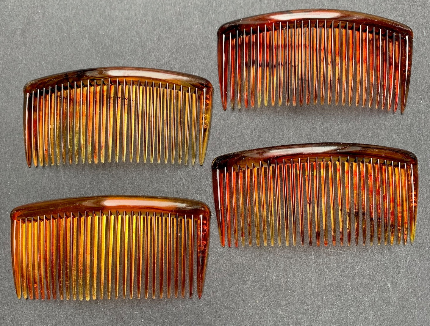 4 Vintage Hair Combs 2.5"/55mm wide Delicate Tortoiseshell Colour