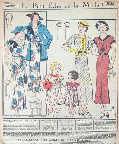 Summer Elegance on Front Cover of the 2nd June 1935 French Fashion Paper Le Petit Echo de la Mode
