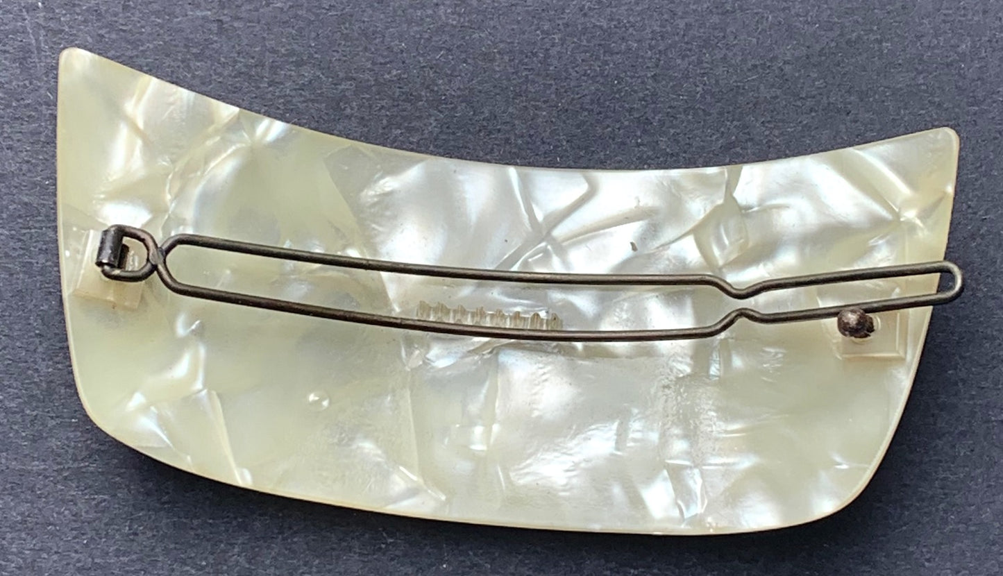 Big 9 x 4cm Pearly Lucite Vintage Hair Clip