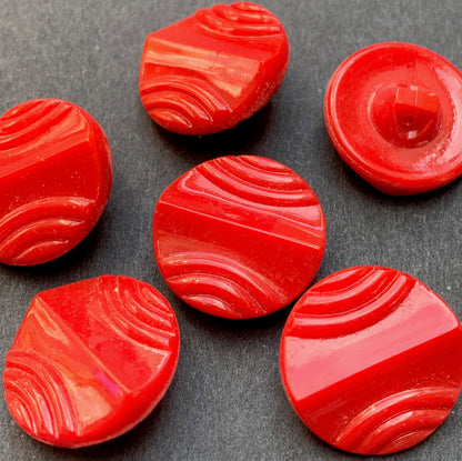 Striking Vintage Red Glass Buttons  - 1.8 cm - 6 of them