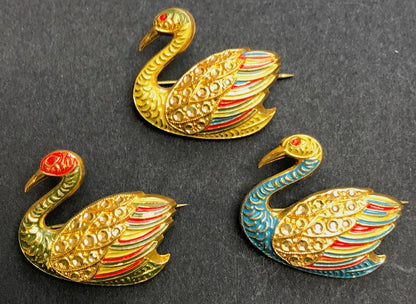 Magnificently Regal, Gloriously Sparkly Vintage Swan Brooches