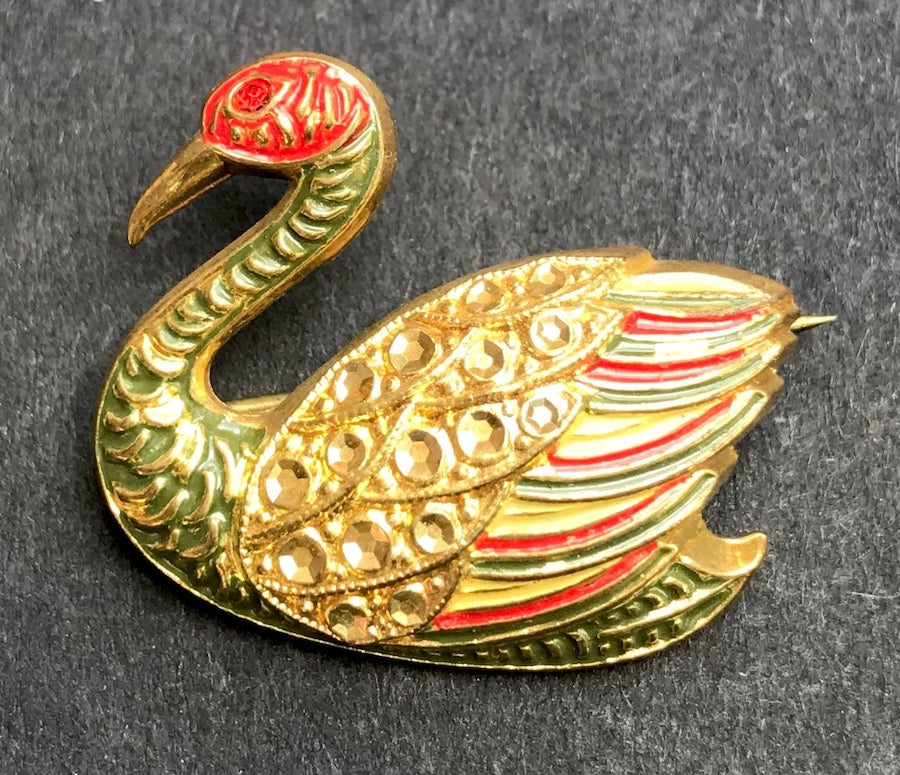Magnificently Regal, Gloriously Sparkly Vintage Swan Brooches