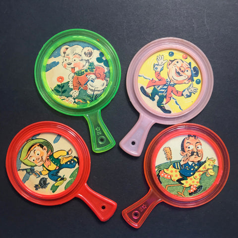 Weirdly Wonderful 1960s 10cm Cartoon Mirror -Cowboy, General, Clown or Teddy