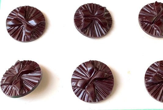 12 Bakelite Brown English 1940s  Bow Buttons - 1.4cm or 1.7cm wide