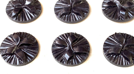 12 Black English 1940s Bakelite  Bow Buttons - 1.4cm or 2.2cm wide