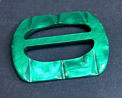 Shimmering Emerald Green 1940s Casein 5.5cm Buckle - Unused Old Warehouse find..