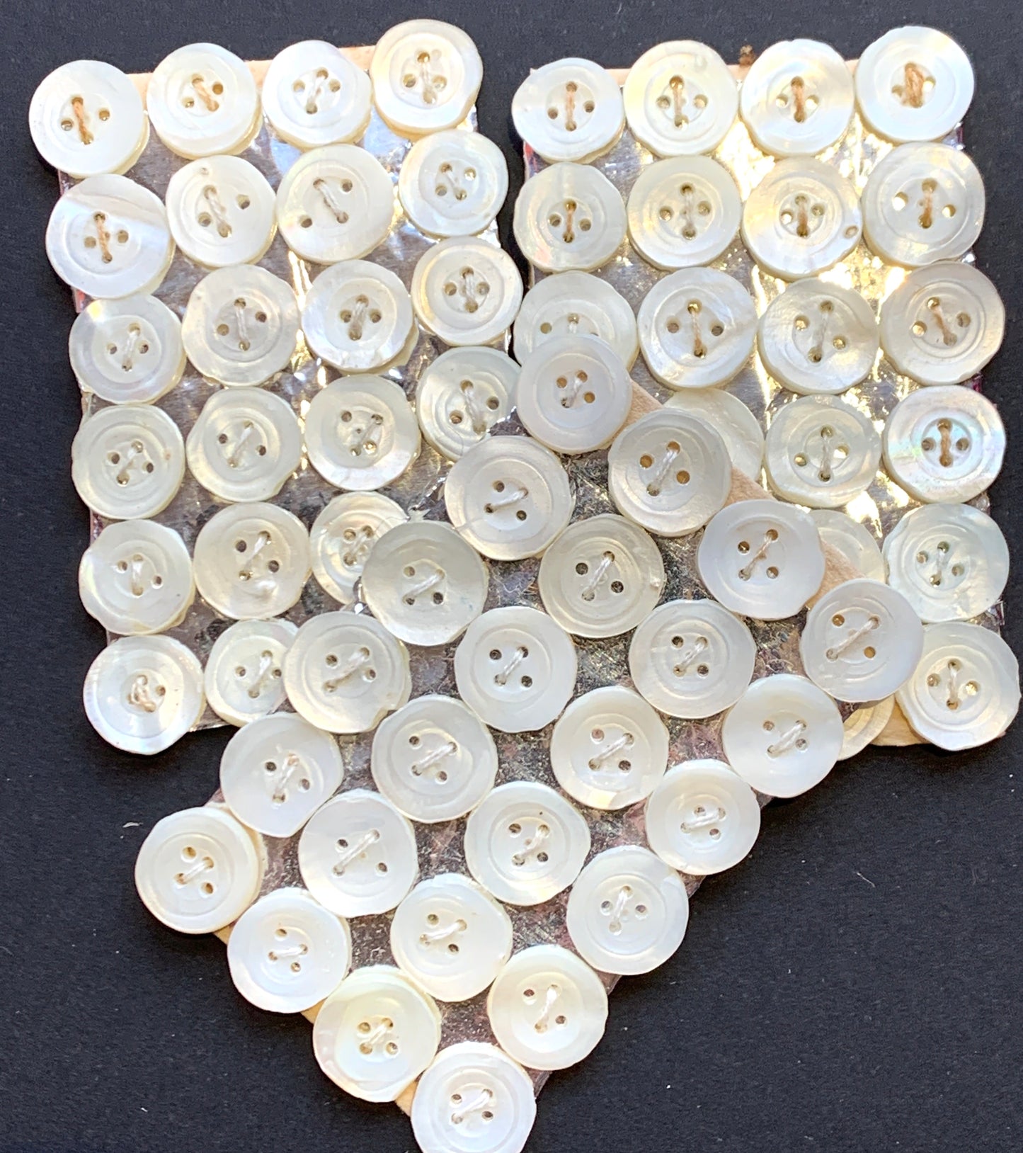 24 Wonderfully Irregular 1cm Vintage Mother of Pearl Buttons on Card