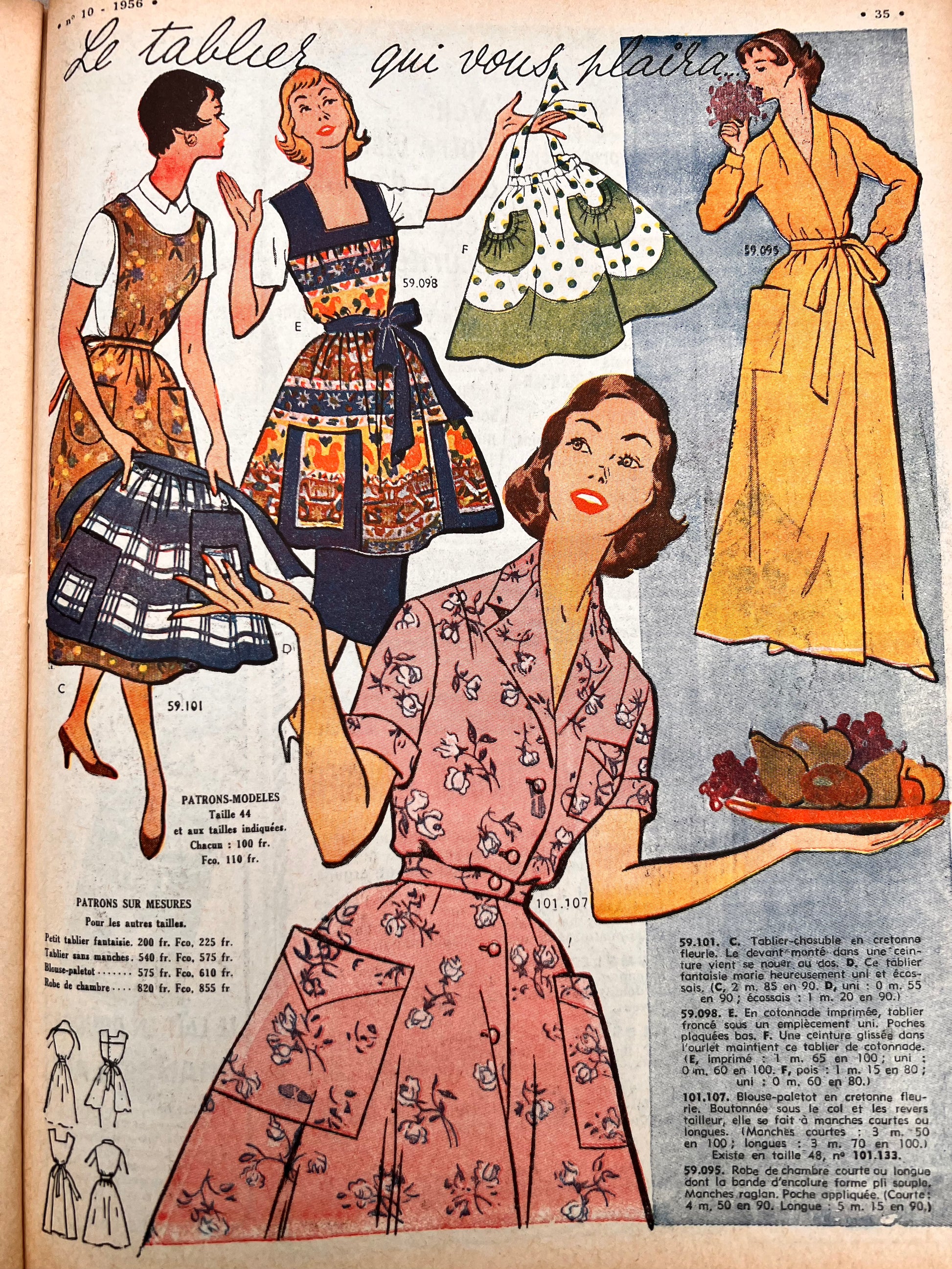 Pair-mid-century 1956 French Fashion Prints-daywear -  Canada