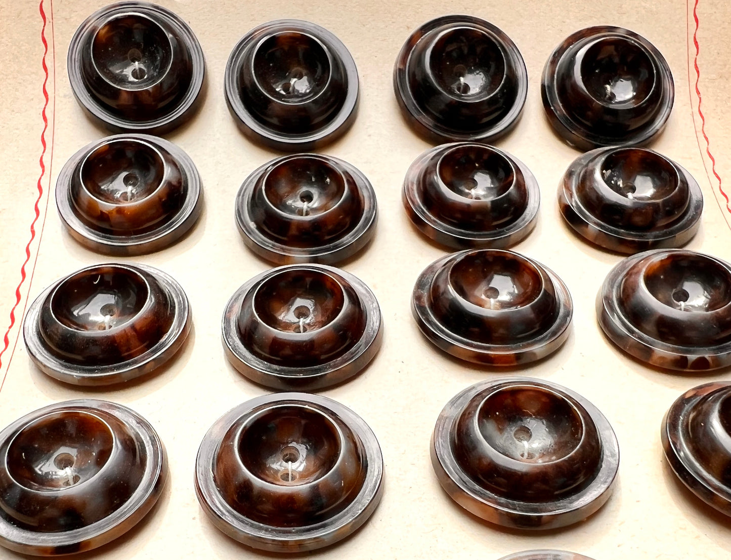 24 Sculptural Vintage Italian Marbled Brown Buttons- 2.2cm or 1.8cm