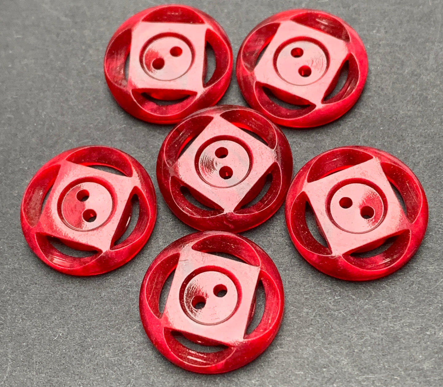 6 Deep Maroon Red Vintage 1.6cm Buttons