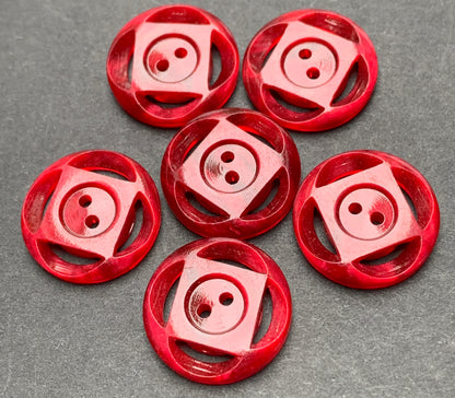 6 Deep Maroon Red Vintage 1.6cm Buttons