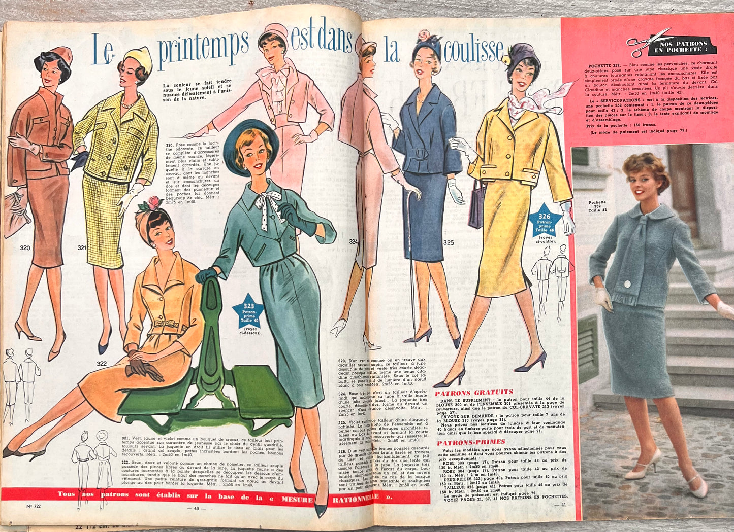 March 1959 French Women's Magazine Femmes d'Aujourd'hui with Pattern