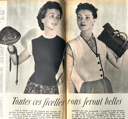 Hairstyles and Hats in August 1950 French Women's Paper Marie France
