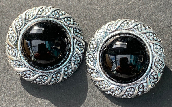 Vintage Clip On Faux Marcasite and Lucite Earrings