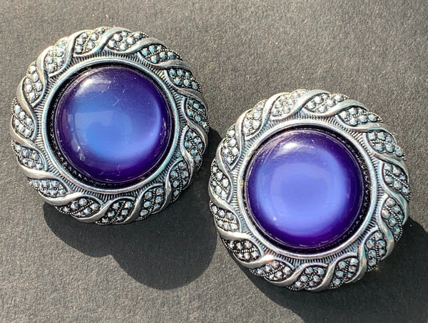 Vintage Clip On Faux Marcasite and Lucite Earrings