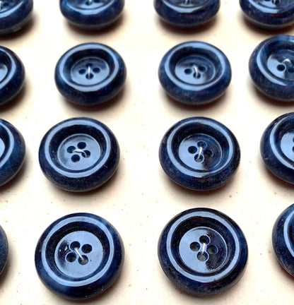 24 Smudged Blue Vintage 2cm Buttons...Dependable but with a Hint of playfulness