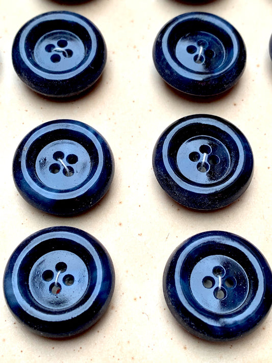 24 Smudged Blue Vintage 2cm Buttons...Dependable but with a Hint of playfulness