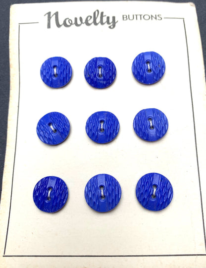 5 Azure Blue 1.4cm Vintage Glass Buttons