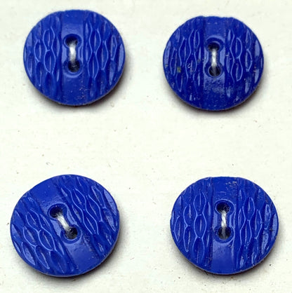 5 Azure Blue 1.4cm Vintage Glass Buttons