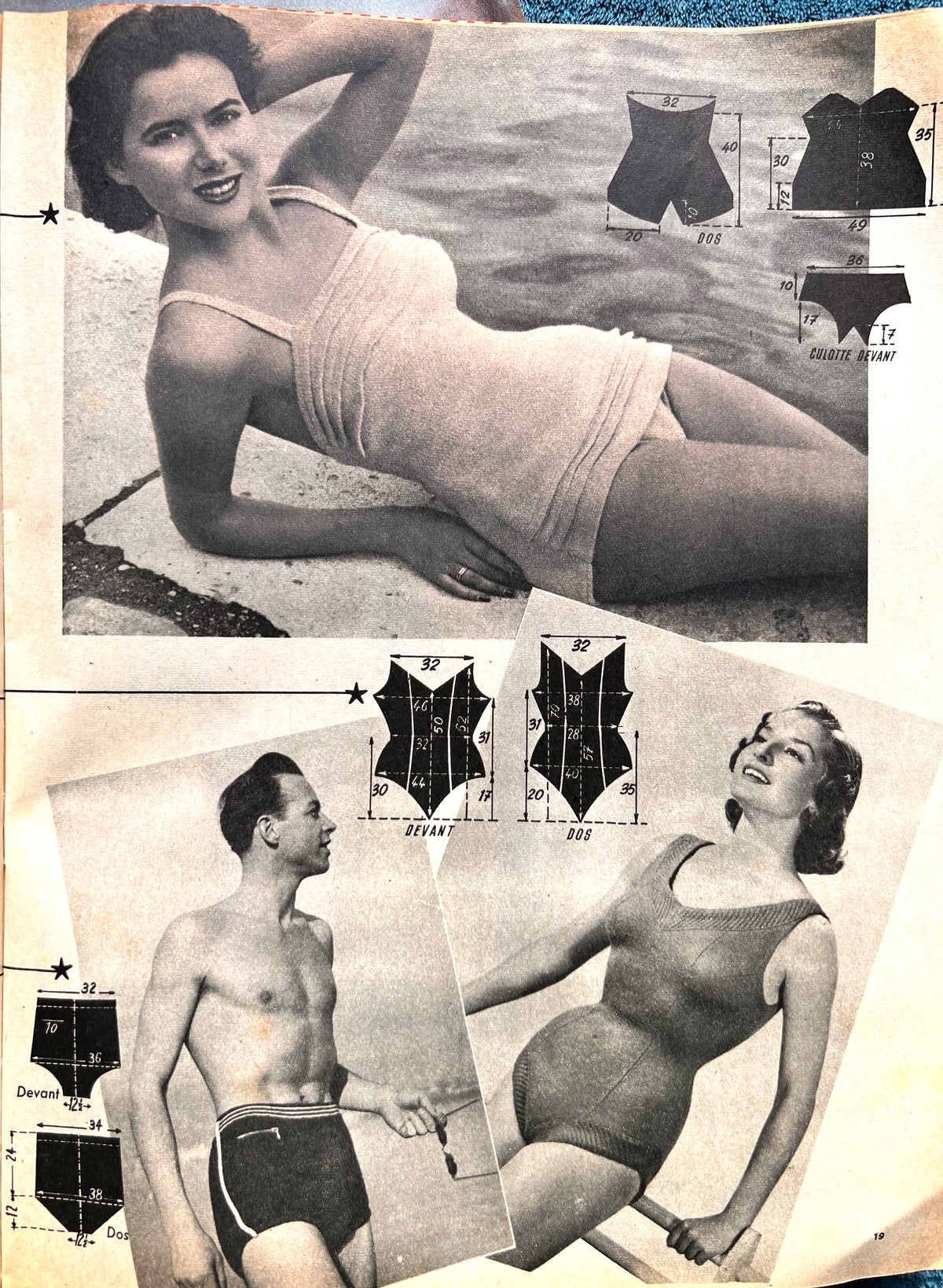 Summer Dress Pattern in June 1951 French Women's Magazine Marie France