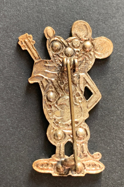 1930s Banjo Playing Mickey Mouse Brooch - Enamel and Rhinestone (missing !)