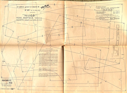 May 1955 French Magazine Votre Mode incl. Front Cover Dress Pattern