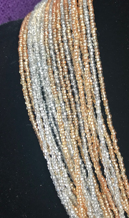 Shimmery Vintage Gold & Silver Glass Bead Necklace