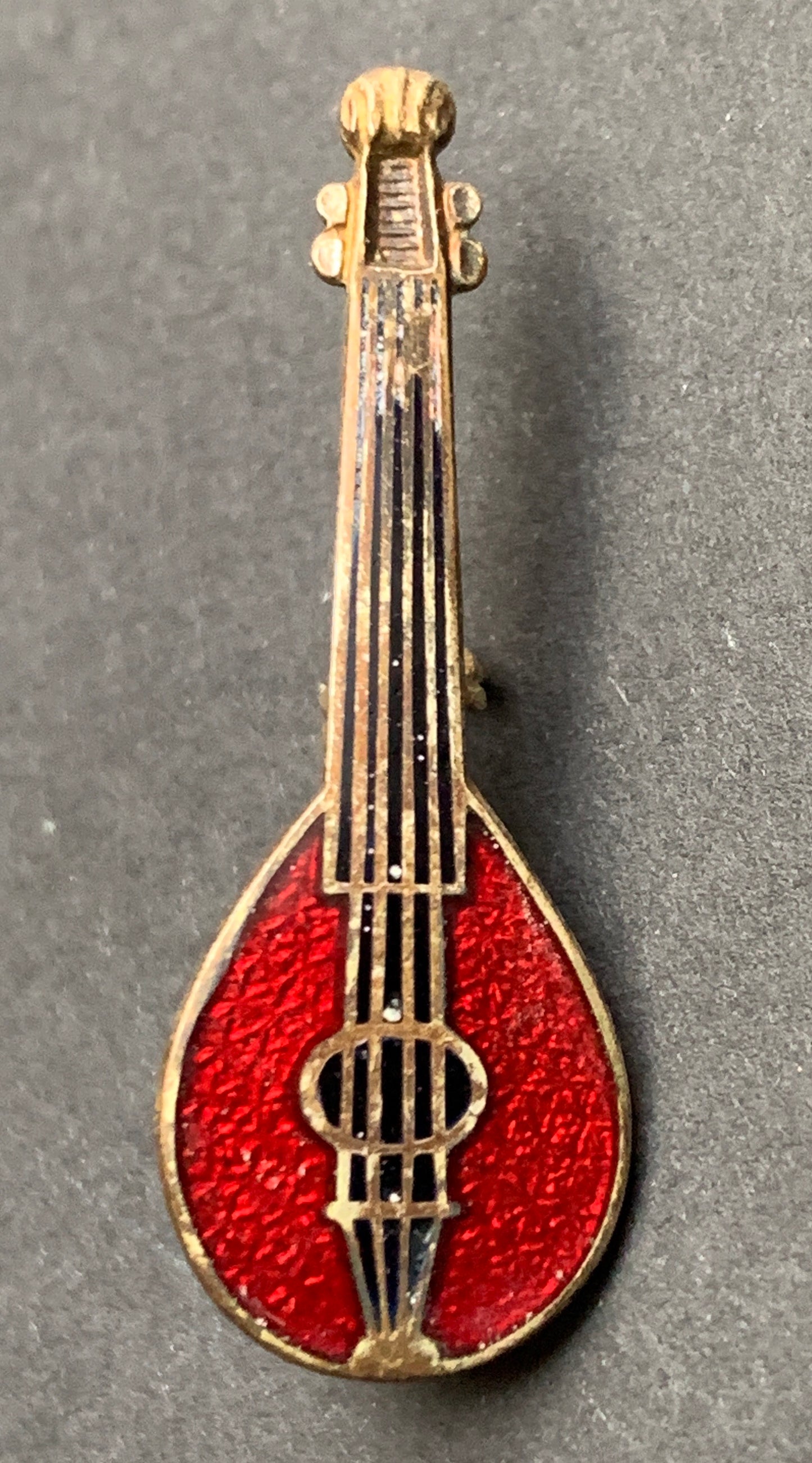 1930s Enamel Banjo/ Mandolin Brooch