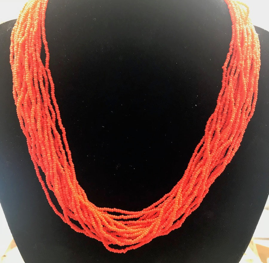 Vibrant Orange Vintage 1960s/70s Glass Bead Necklace