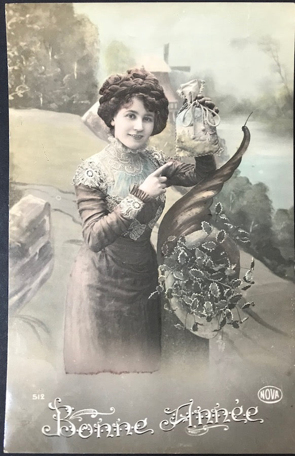 "Look What I've Got.."  1915 French New Year Postcard