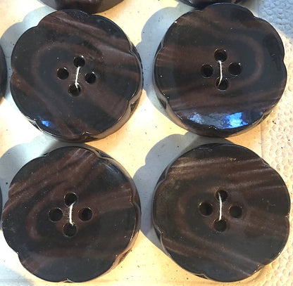 12 BIG 3.2cm Vintage Wood Effect Buttons