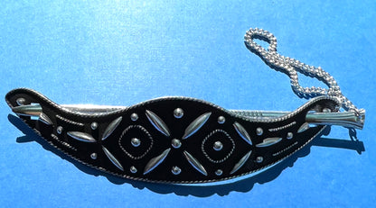 Rather Extraordinary 1950s 12.5cm Metal Hair Barrette with Safety Chain